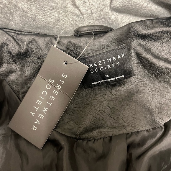 Faux Leather Contrast Hooded Jacket - Picture 7 of 7